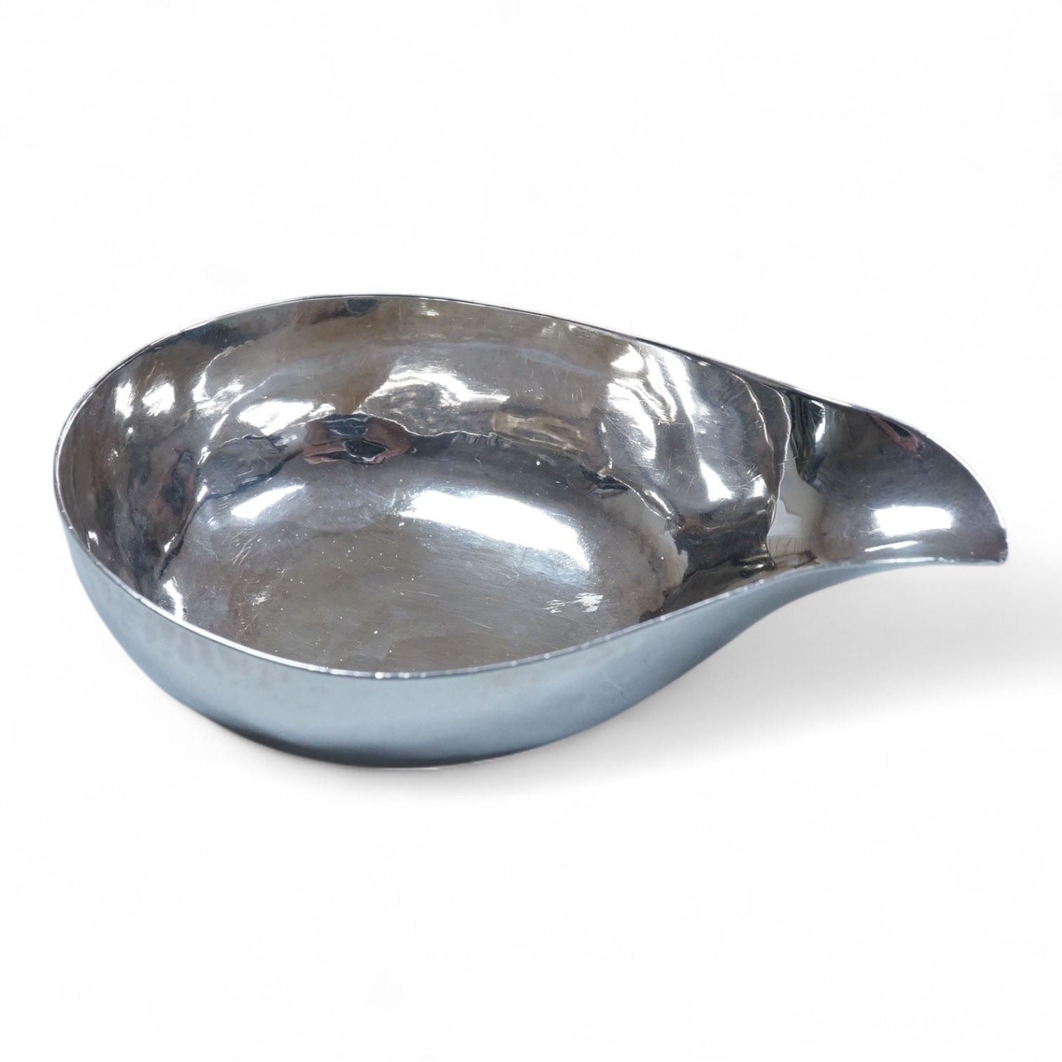 A George II silver pap boat, with engraved initials, marks rubbed, 10.7cm.